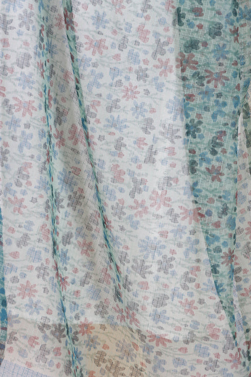 Kota Doria Dupatta In Floral Block Print